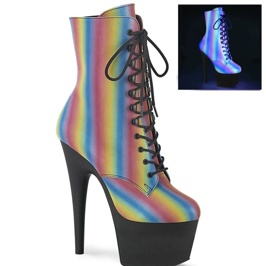 High Heels Pleaser | Pleaser Adore-1020Refl-02 Plateau Ankle Boots Reflection Colorful