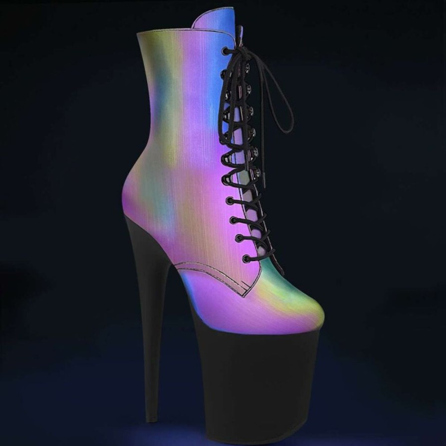 High Heels Pleaser | Pleaser Flamingo-1020Refl Rainbow Reflective/Black Matte