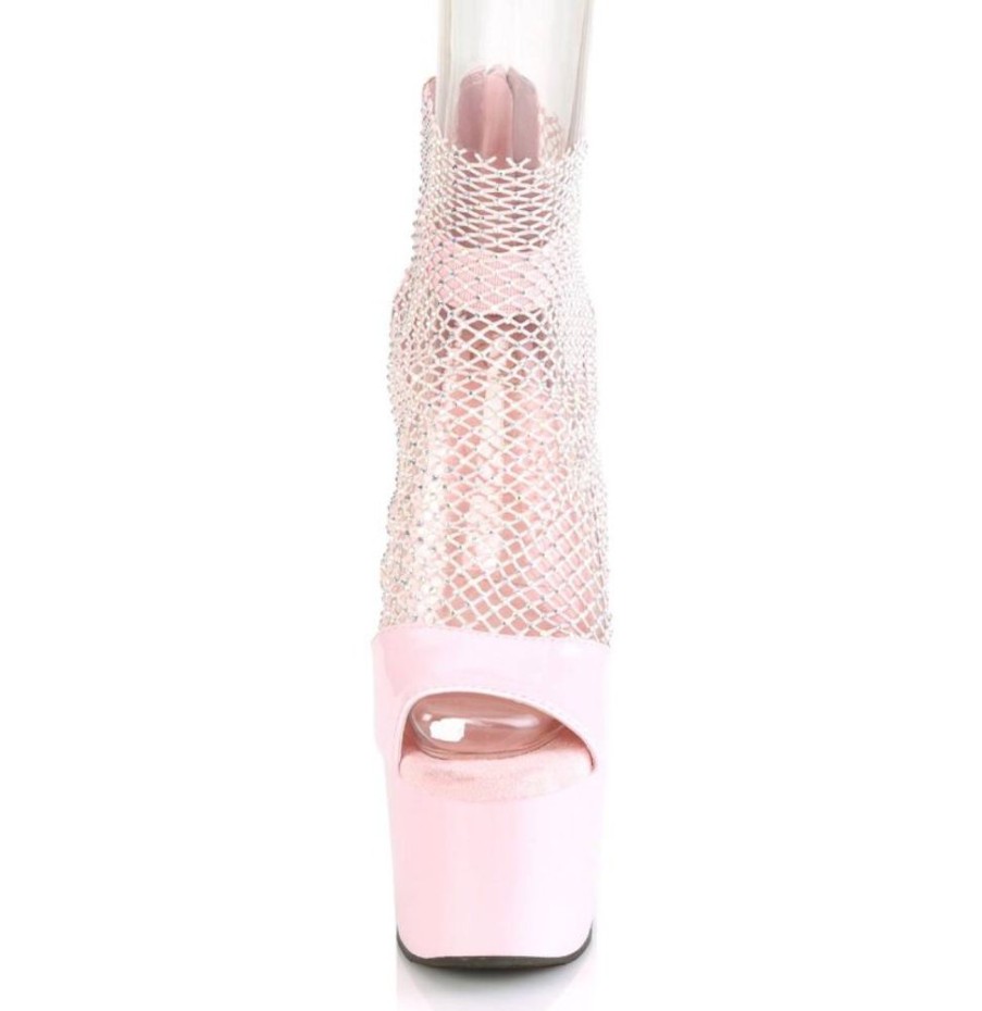 High Heels Pleaser | Pleaser Adore-765Rm Plateau Sandalettes Mesh Chrome Light Pink