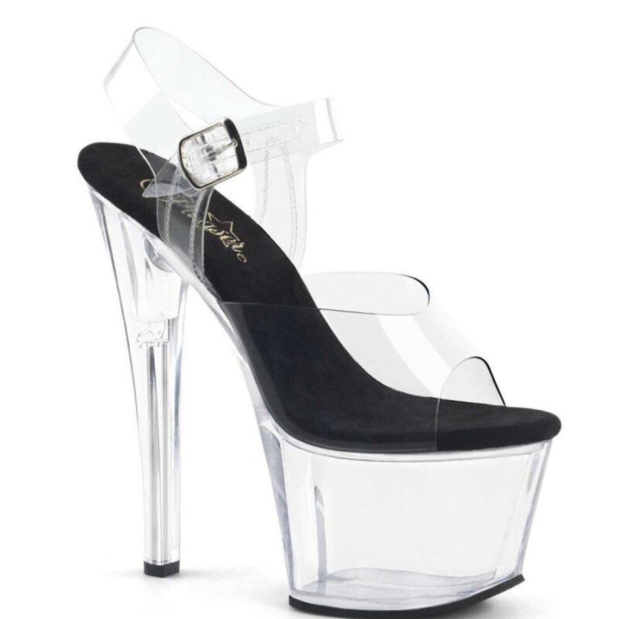 High Heels Pleaser | Pleaser Sky-308 Clear-Black/Clear