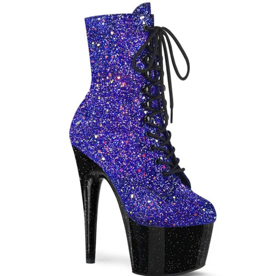 High Heels Pleaser | Pleaser Adore-1020Mg Plateau Ankle Boots Glitter Colorful Blue