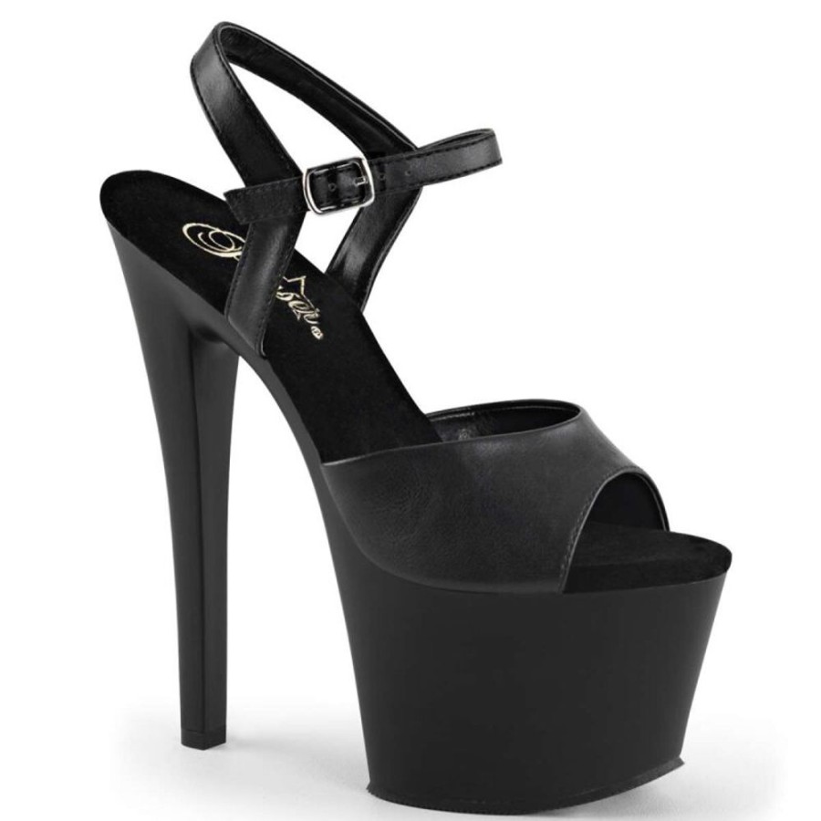 High Heels Pleaser | Pleaser Sky-309 Black Faux Leather/Black Matte