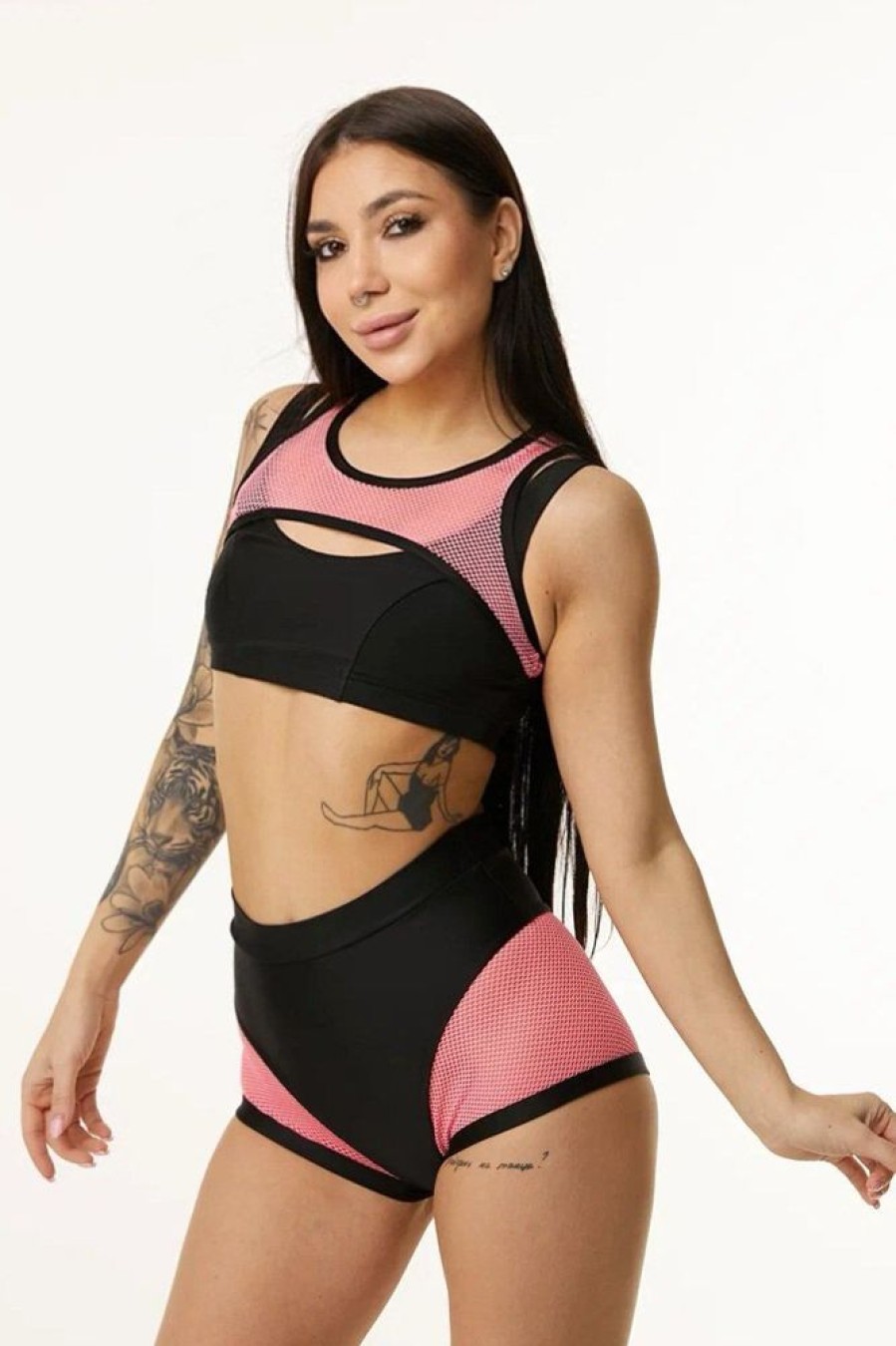 Pole Dance Wear Polerina | Polerina Top Lux Black/Pink