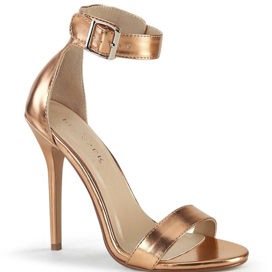 High Heels Pleaser | Pleaser Amuse-10 Plateau Sandalettes Metallic Rose Gold