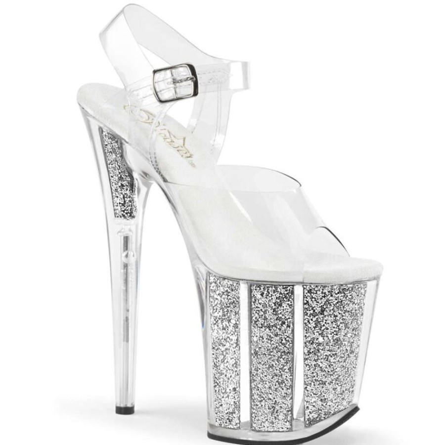 High Heels Pleaser | Pleaser Flamingo-808G Clear/Silver Glitter