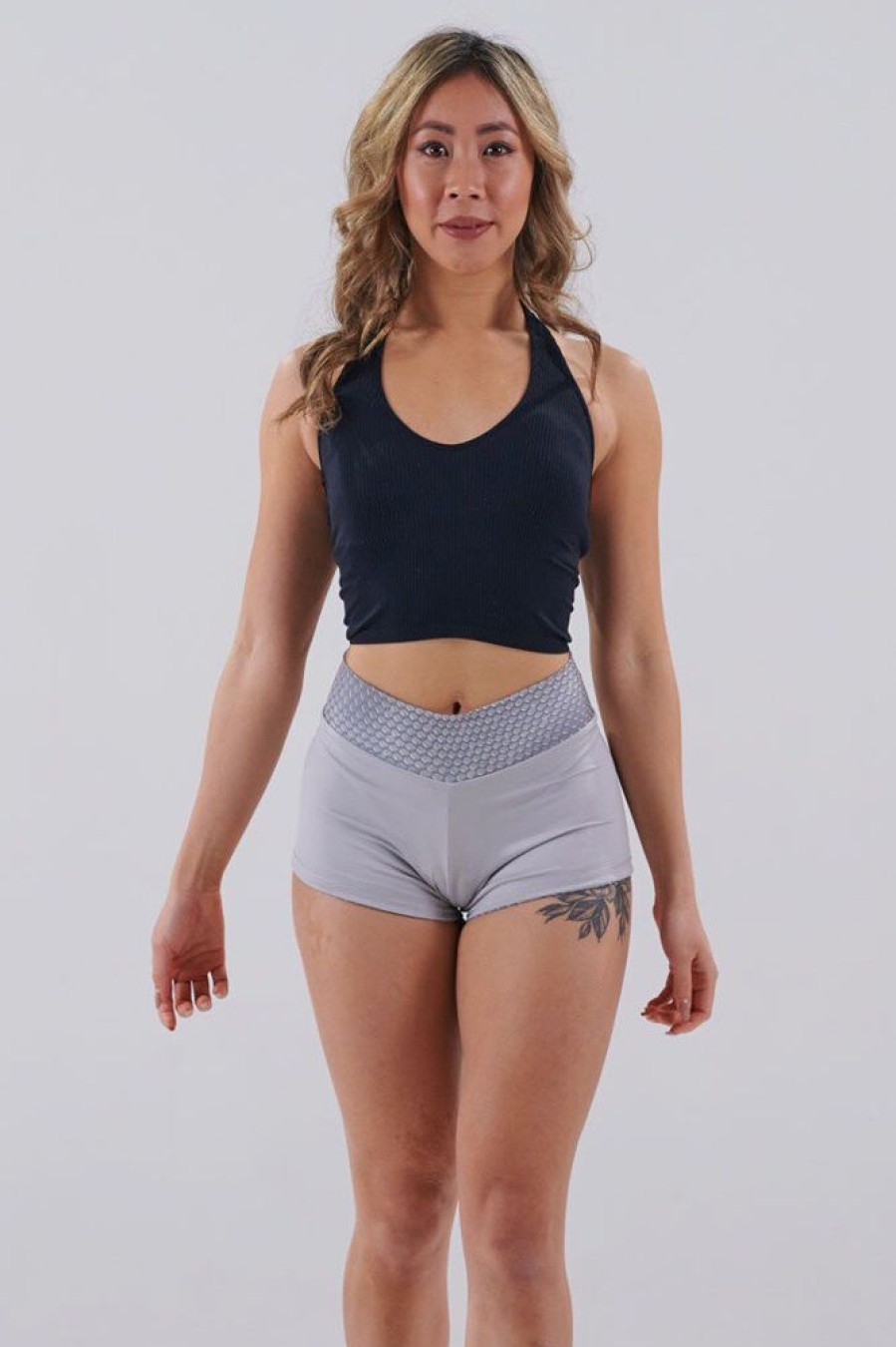 Pole Dance Wear Juicee Peach | Juicee Peach Shorts Reversible Silver Grey