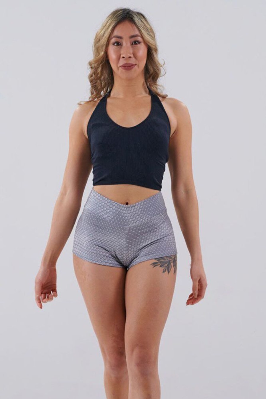 Pole Dance Wear Juicee Peach | Juicee Peach Shorts Reversible Silver Grey