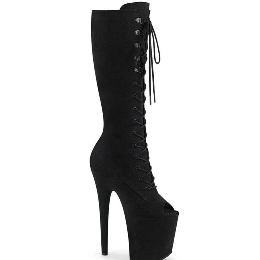 High Heels Pleaser | Pleaser Flamingo-2051Fs Plateau Ankle Boots Faux Suede Black