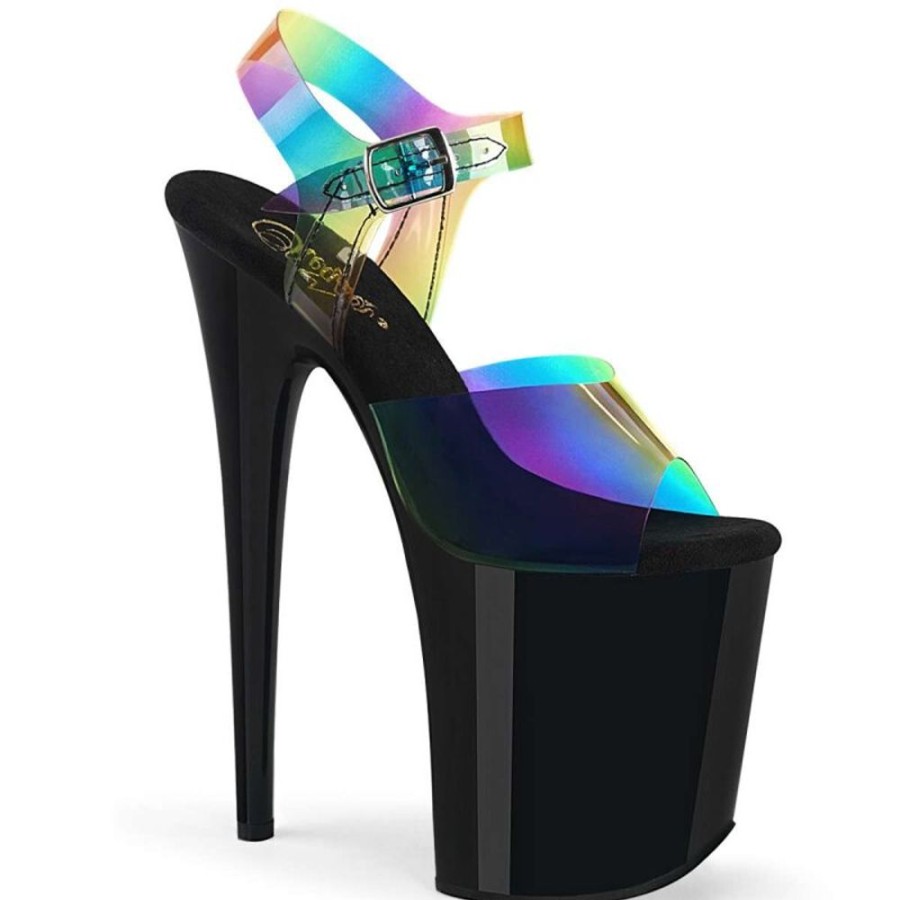 High Heels Pleaser | Pleaser Flamingo-808Rb Rainbow Pvc/Black