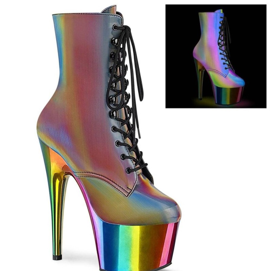 High Heels Pleaser | Pleaser Adore-1020Rc-Refl Plateau Ankle Boots Reflection Chrome Colorful