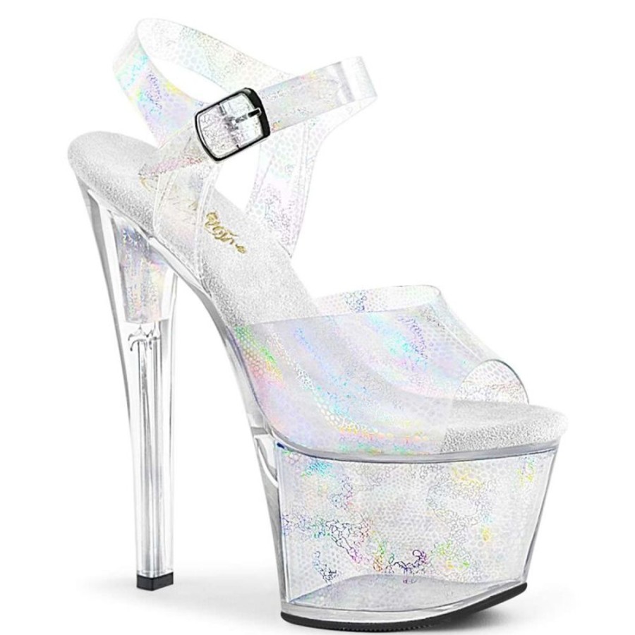 High Heels Pleaser | Pleaser Sky-308N Silver Hologram Tpu/Silver Hologram Inserts