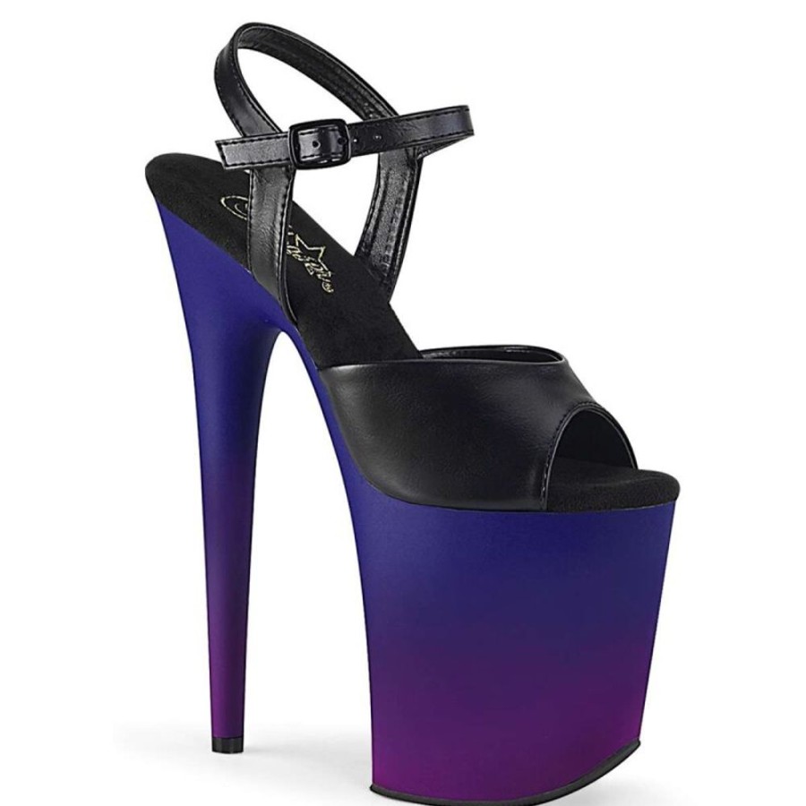 High Heels Pleaser | Pleaser Flamingo-809Bp Black Faux Leather/Blue-Purple Ombre