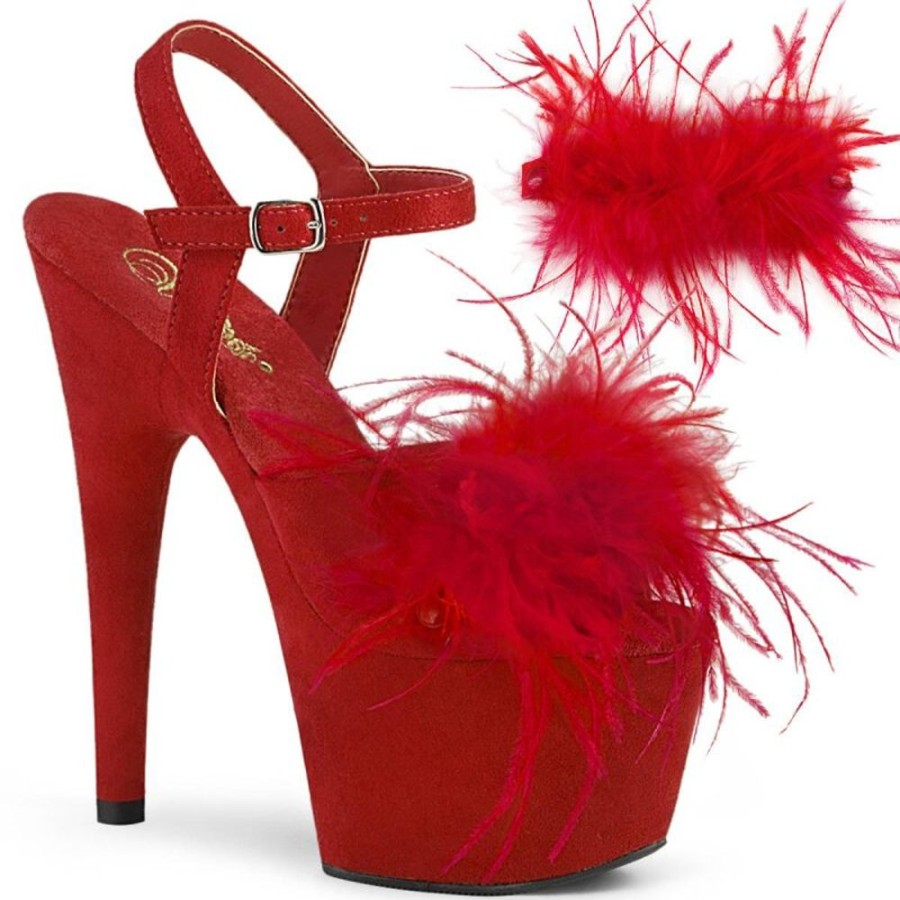 High Heels Pleaser | Pleaser Adore-709F Plateau Sandalettes Faux Suede Red