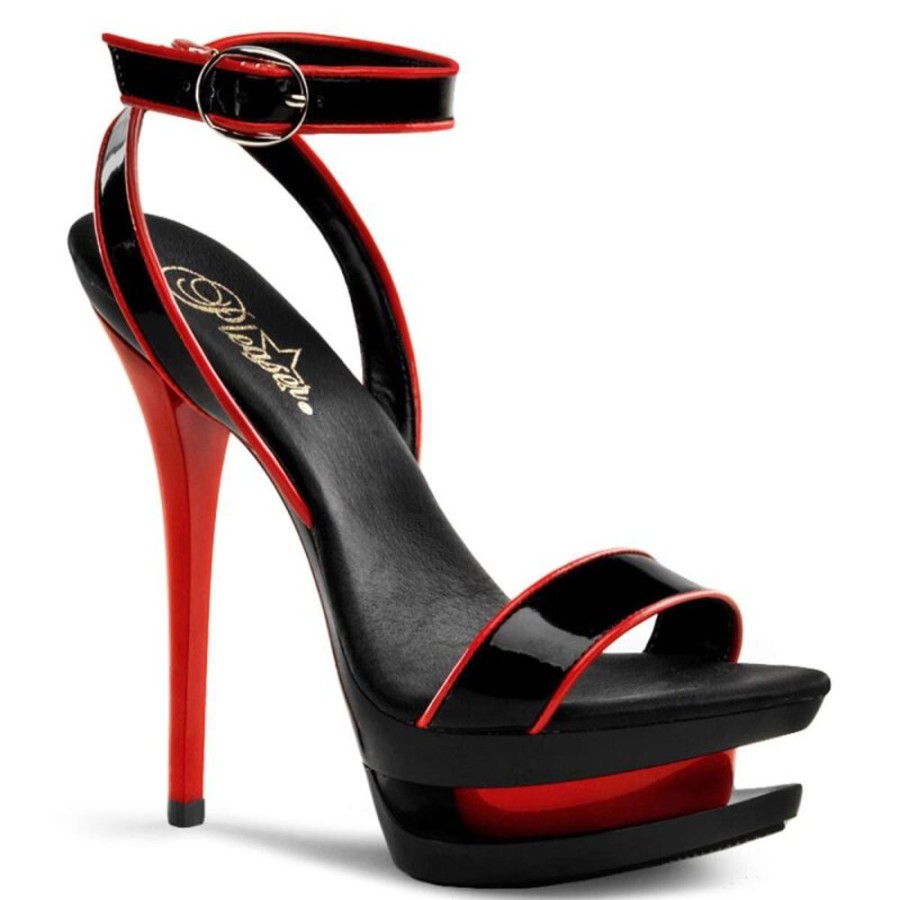 High Heels Pleaser | Pleaser Blondie-631-2 Black Red Patent/Black-Red