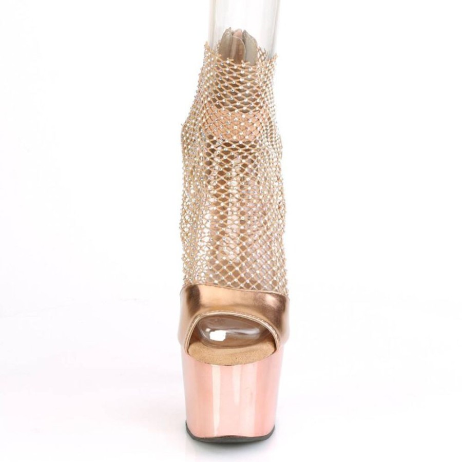 High Heels Pleaser | Pleaser Adore-765Rm Plateau Sandalettes Mesh Chrome Rose Gold