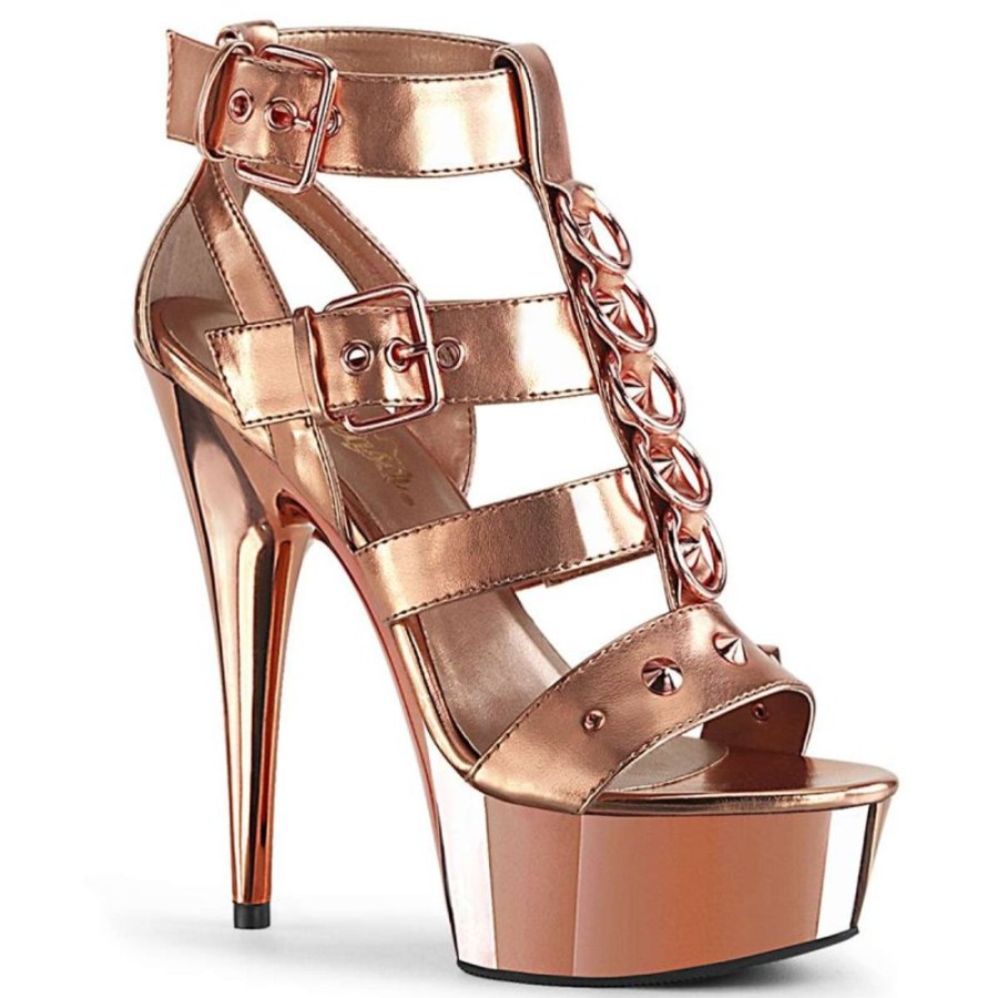 High Heels Pleaser | Pleaser Delight-658 Rose Gold Metallic Pu/Rose Gold Chrome