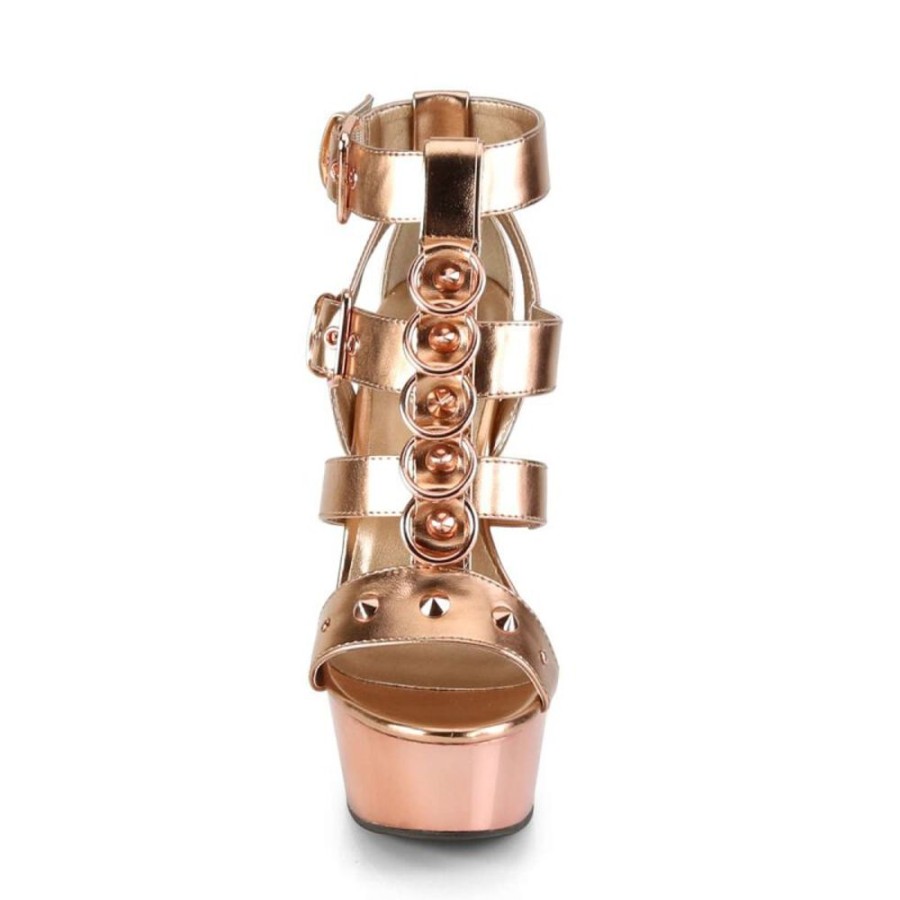 High Heels Pleaser | Pleaser Delight-658 Rose Gold Metallic Pu/Rose Gold Chrome