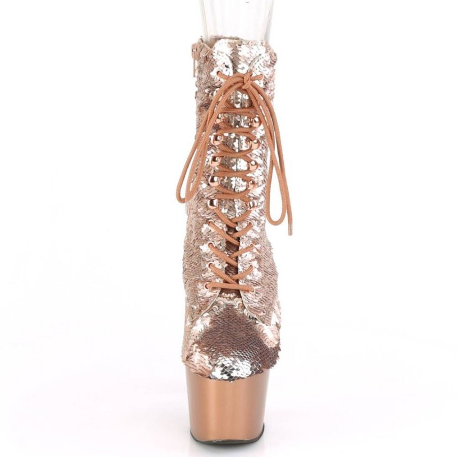 High Heels Pleaser | Pleaser Adore-1020Sq Plateau Ankle Boots Sequins Rose Gold