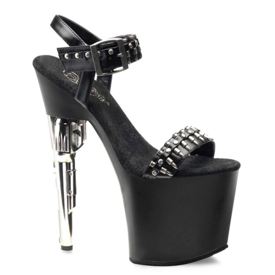 High Heels Pleaser | Pleaser Bondgirl-712 Black Faux Leather/Black Matte