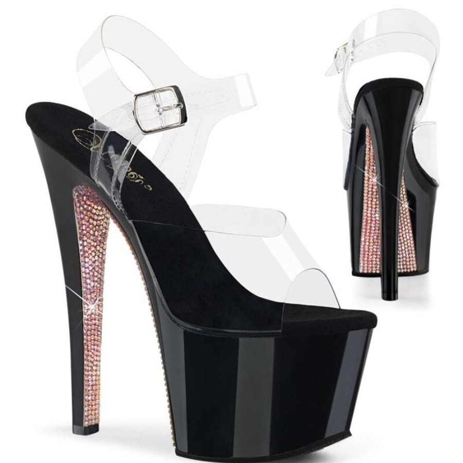 High Heels Pleaser | Pleaser Sky-308Crs Clear/Black-Champagne Ab Rstn