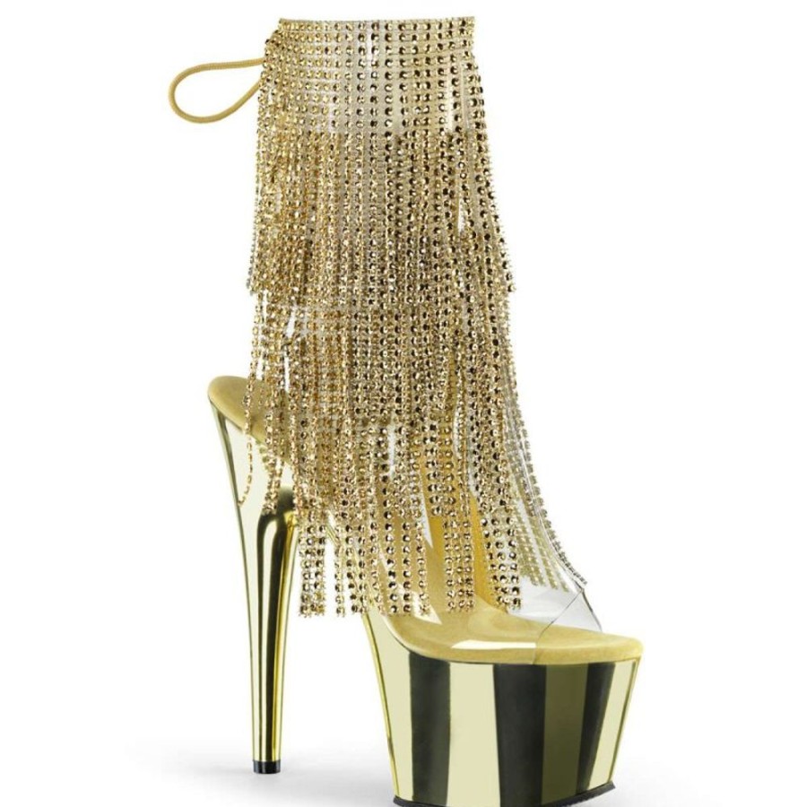 High Heels Pleaser | Pleaser Adore-1017Rsf Clear-Gold/Gold Chrome