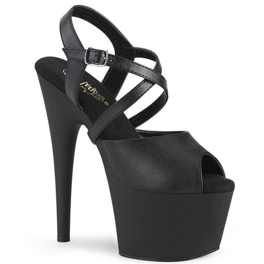 High Heels Pleaser | Pleaser Adore-724 Plateau Sandalettes Faux Leather Black