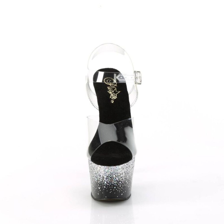 High Heels Pleaser | Pleaser Adore-708Ss Plateau Sandalettes Glitter Transparent Silver