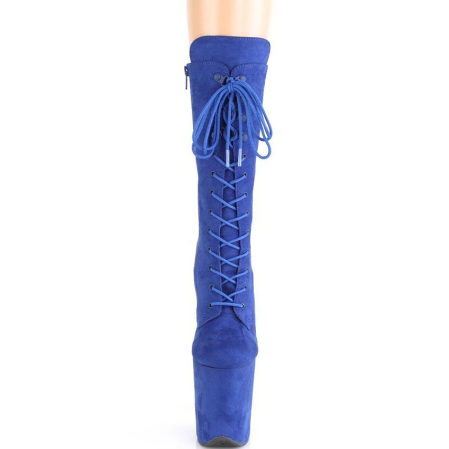 High Heels Pleaser | Pleaser Flamingo-1050Fs Plateau Ankle Boots Faux Suede Blue