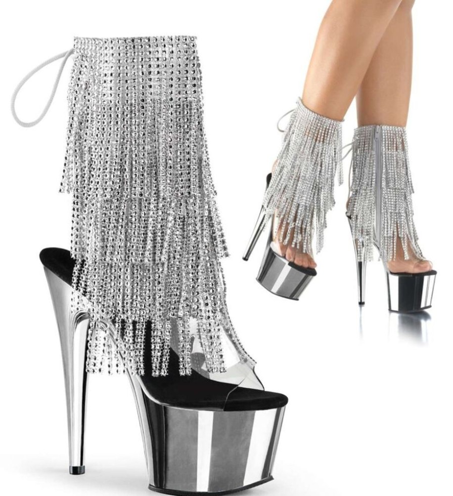 High Heels Pleaser | Pleaser Adore-1017Rsf Clear-Silver/Silver Chrome