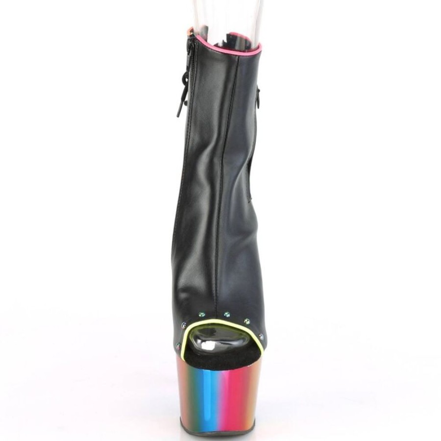 High Heels Pleaser | Pleaser Adore-1018Rc-02 Plateau Ankle Boots Faux Leather Chrome Black Colorful