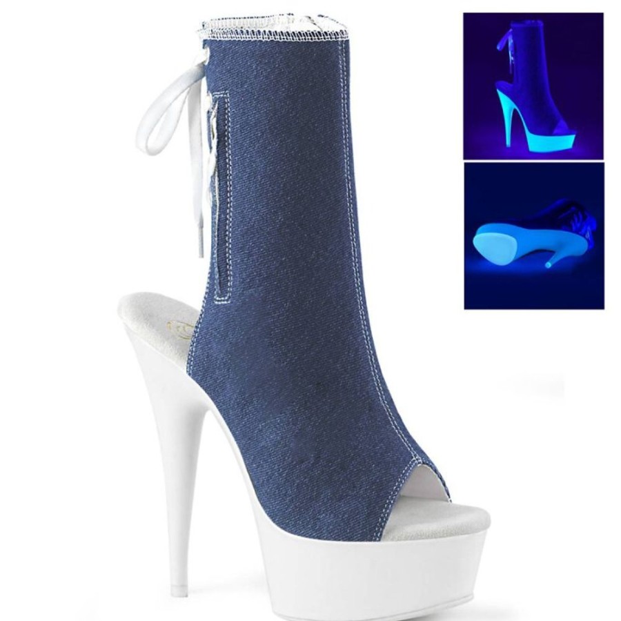 High Heels Pleaser | Pleaser Delight-1018Sk Plateau Ankle Boots Neon Blue White