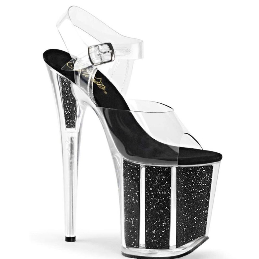 High Heels Pleaser | Pleaser Flamingo-808G Clear/Black Glitter