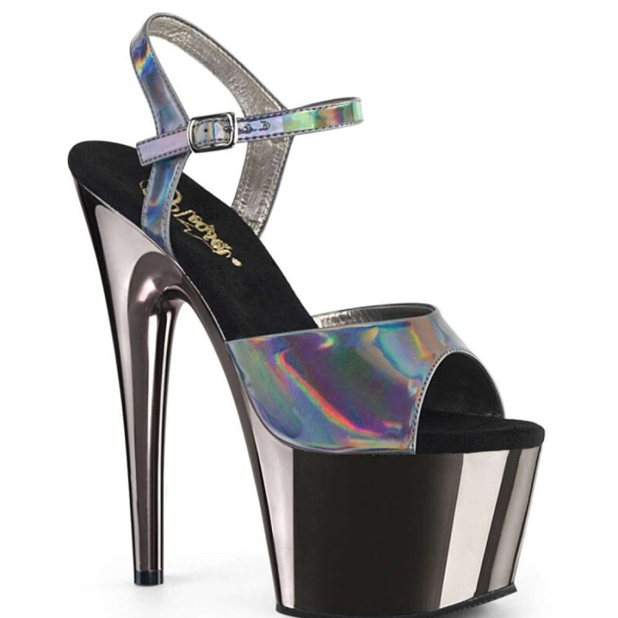 High Heels Pleaser | Pleaser Adore-709Hgch Pewter Hologram/Pewter Chrome