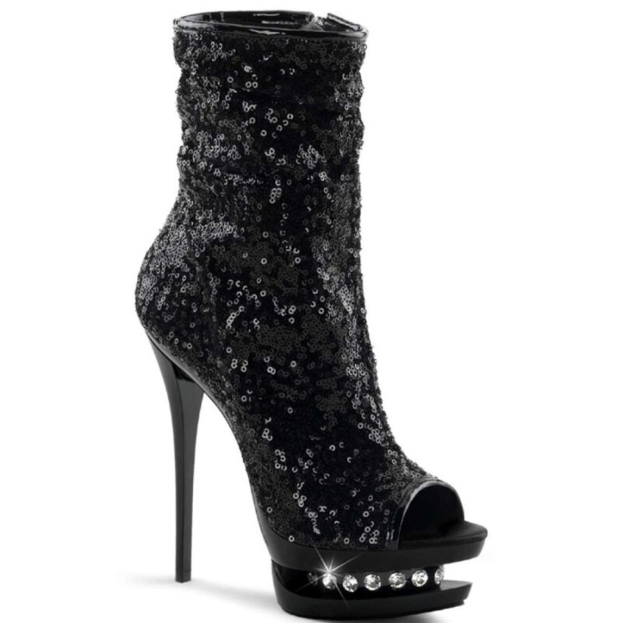 High Heels Pleaser | Pleaser Blondie-R-1008 Black Sequins/Black