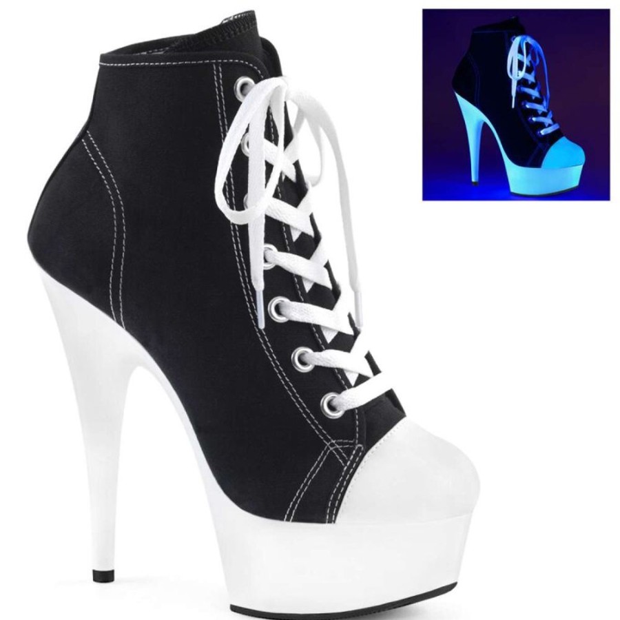 High Heels Pleaser | Pleaser Delight-600Sk-02 Black Canvas/Neon White