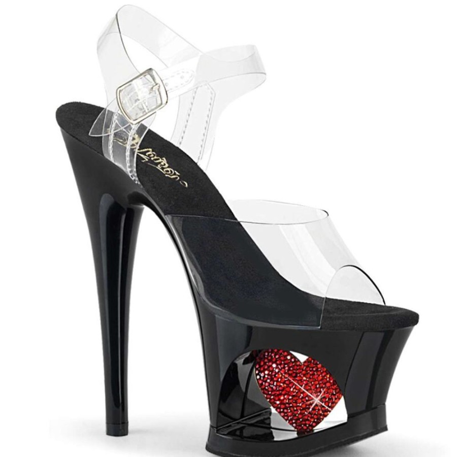 High Heels Pleaser | Pleaser Moon-708Hrs Clear/Black-Red