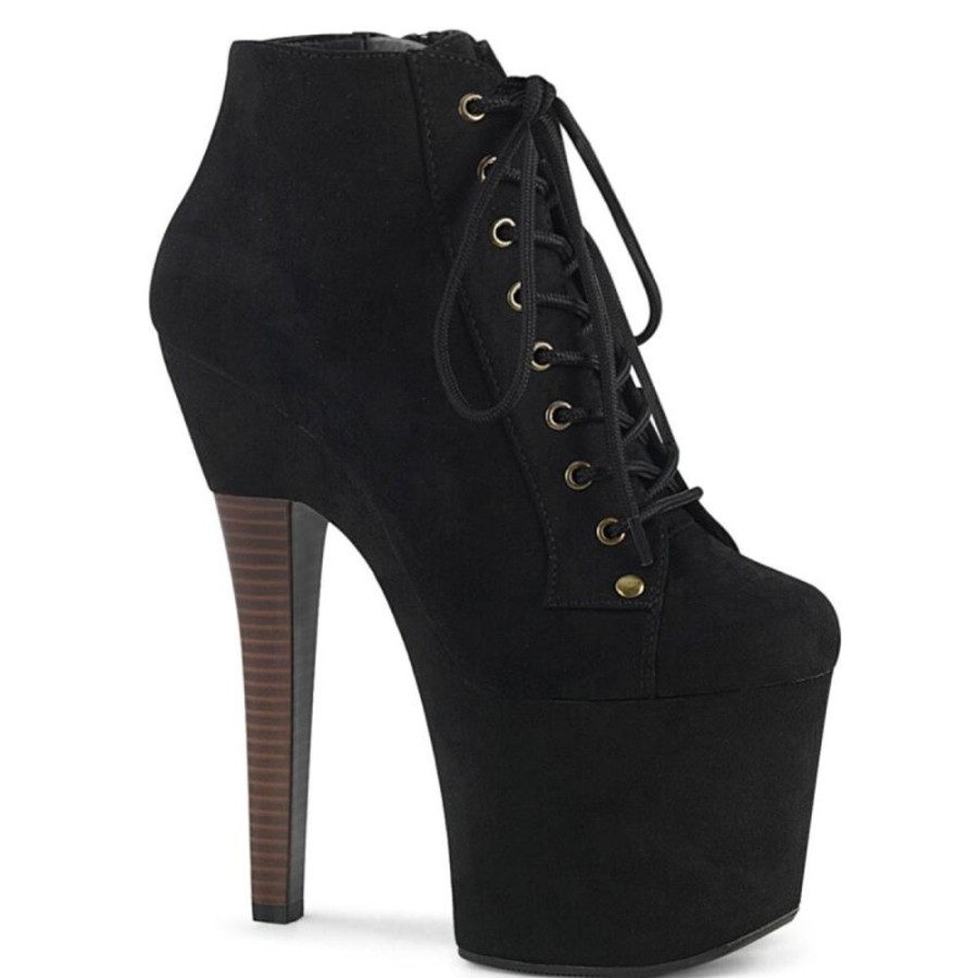 High Heels Pleaser | Pleaser Radiant-1005 Plateau Ankle Boots Faux Suede Black