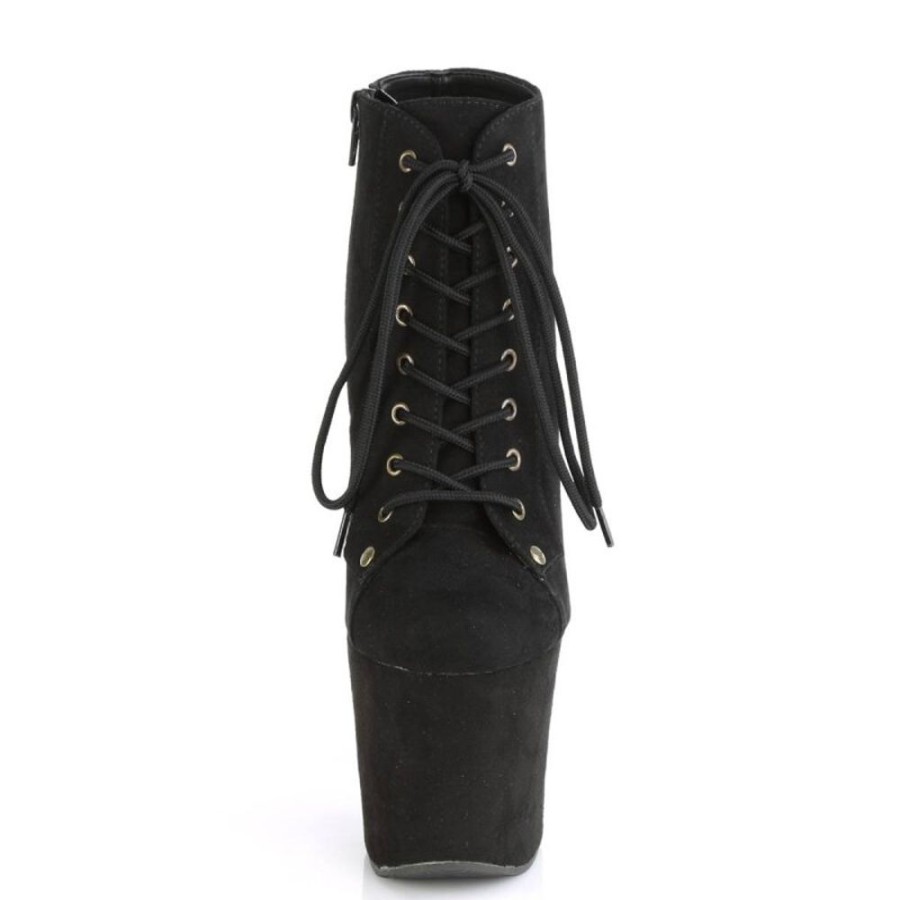 High Heels Pleaser | Pleaser Radiant-1005 Plateau Ankle Boots Faux Suede Black