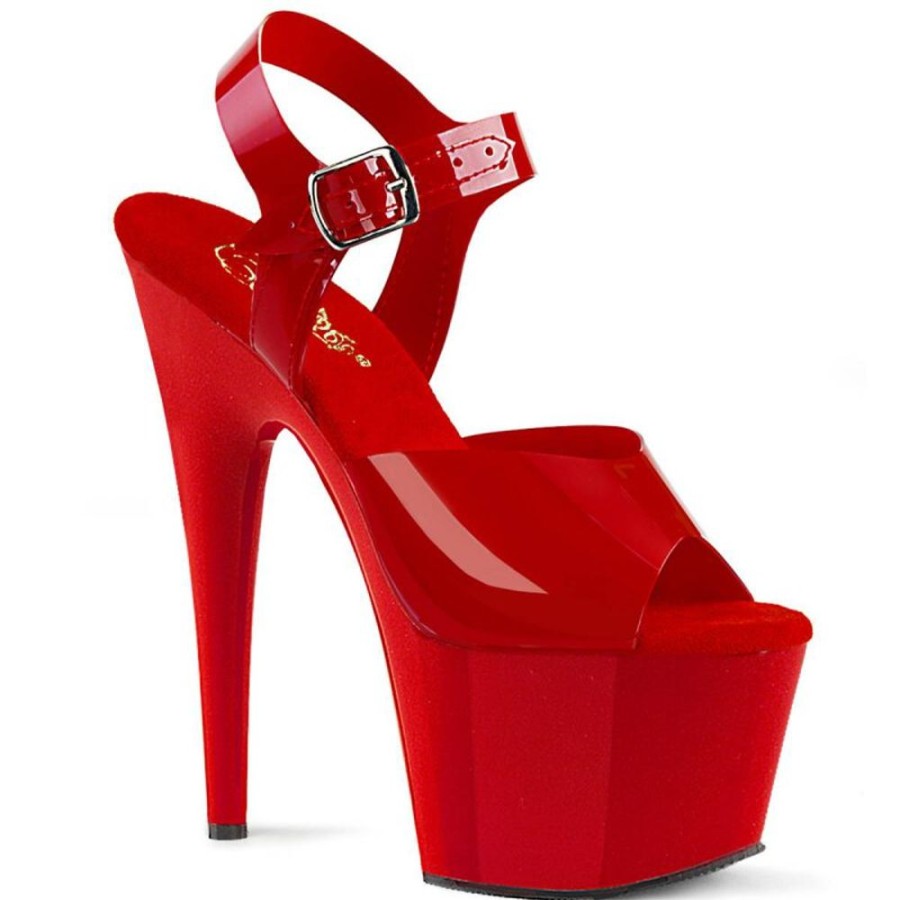 High Heels Pleaser | Pleaser Adore-708N Plateau Sandalettes Red