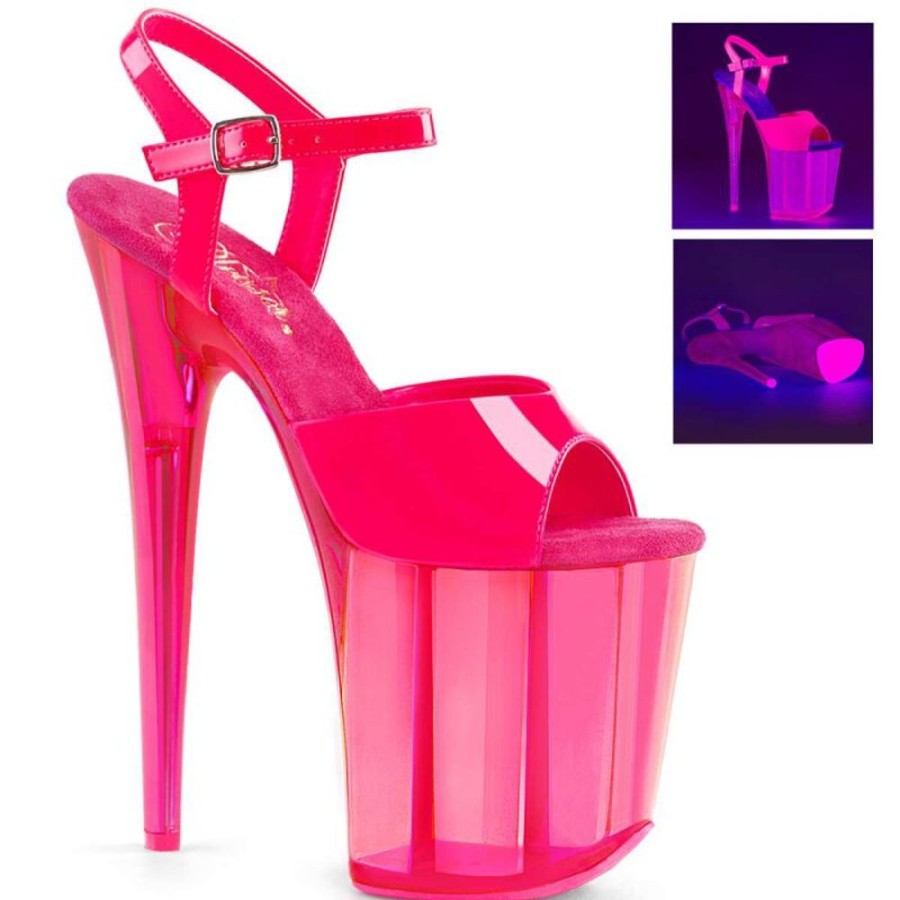 High Heels Pleaser | Pleaser Flamingo-809Uvt Neon Hot Pink Patent/Hot Pink Tinted