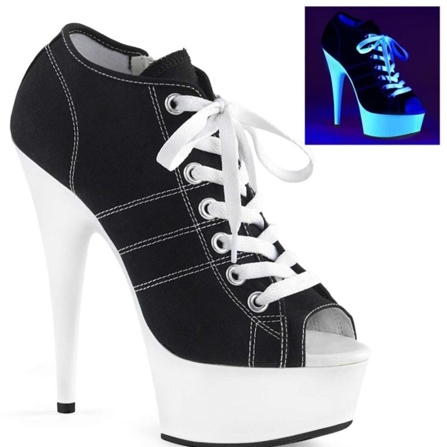 High Heels Pleaser | Pleaser Delight-600Sk-01 Black Canvas/Neon White