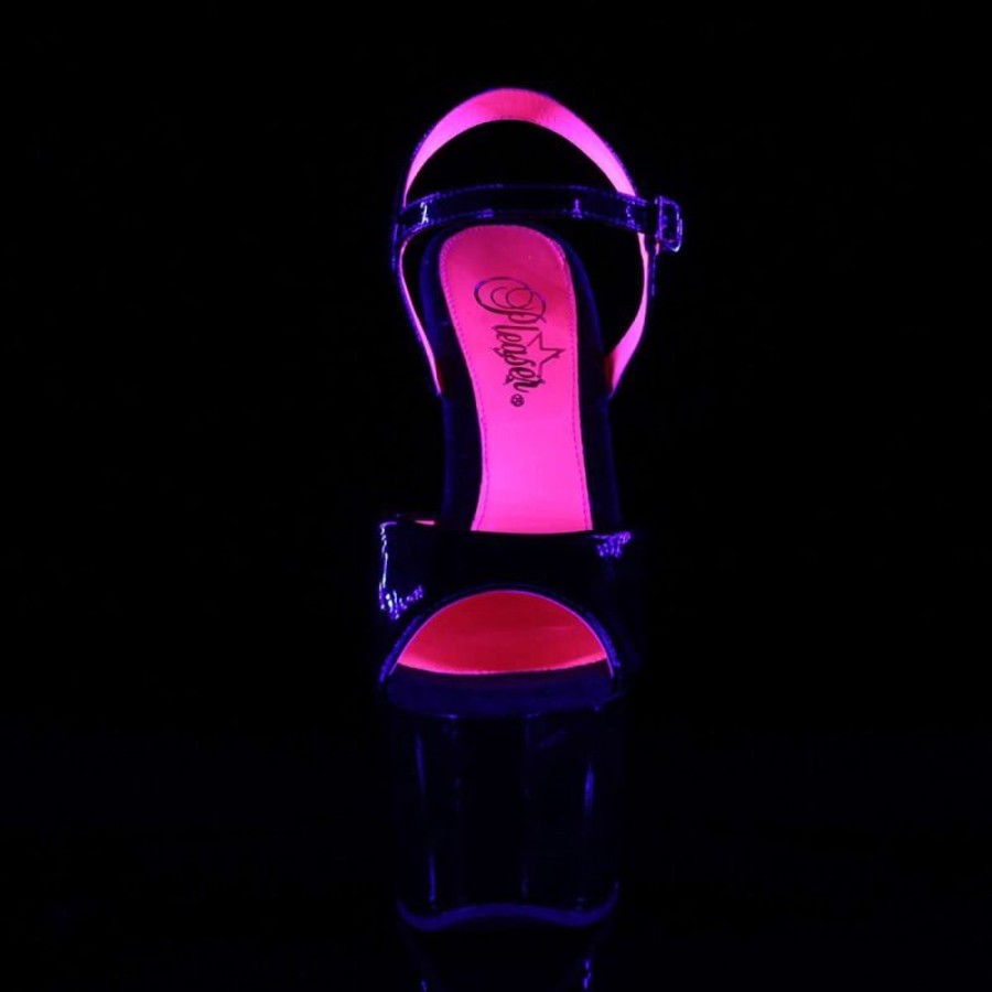 High Heels Pleaser | Pleaser Sky-309Tt Black Patent/Black-Neon Hot Pink