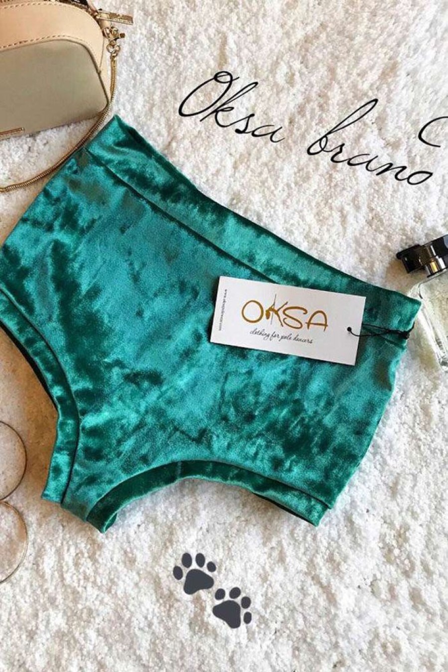 Pole Dance Wear Oksa Polewear | Oksawear High Waist Shorts Velvet Green