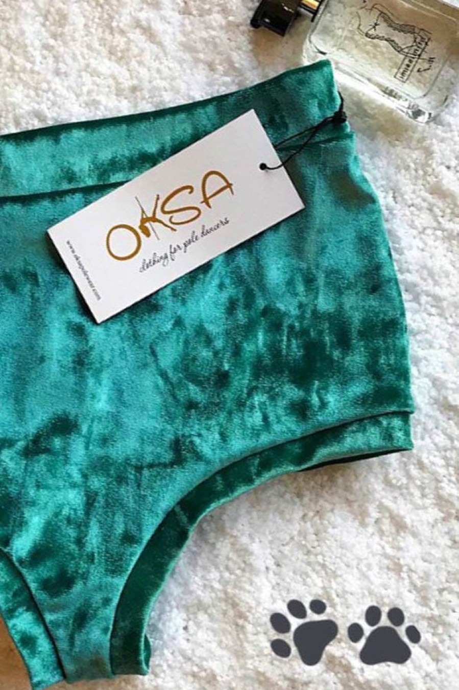 Pole Dance Wear Oksa Polewear | Oksawear High Waist Shorts Velvet Green