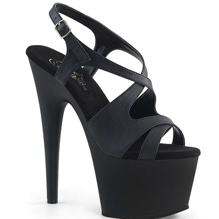 High Heels Pleaser | Pleaser Adore-730 Black Faux Leather/Black Matte