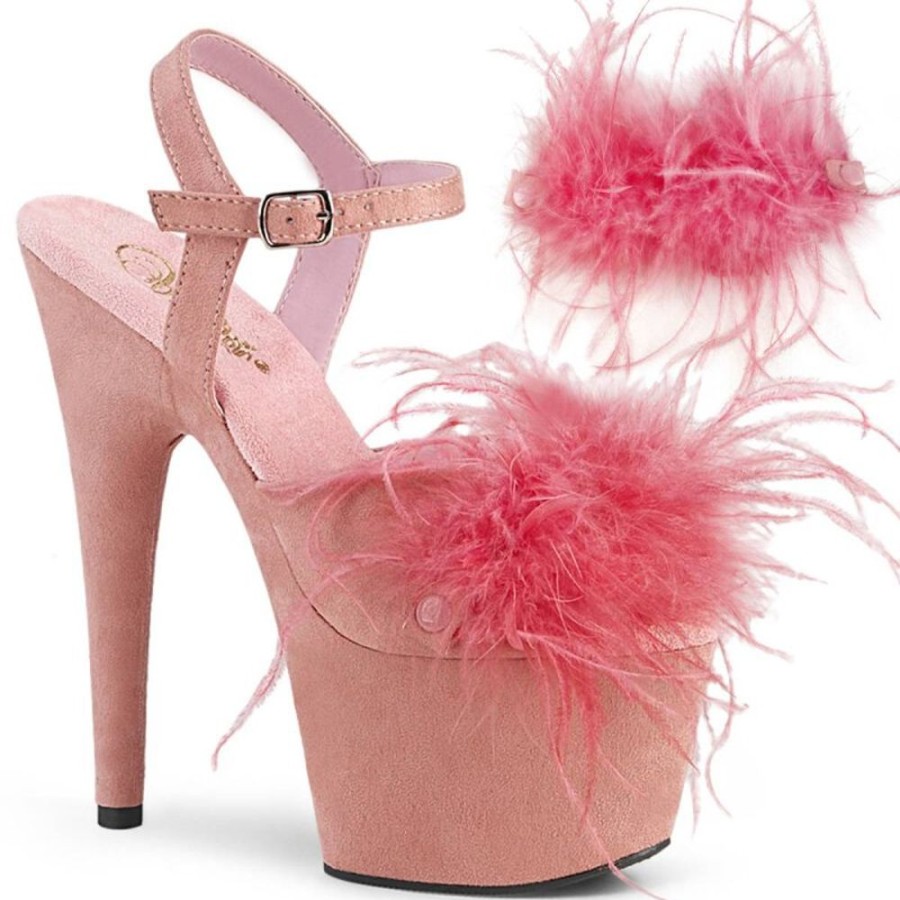 High Heels Pleaser | Pleaser Adore-709F Plateau Sandalettes Suede Light Pink