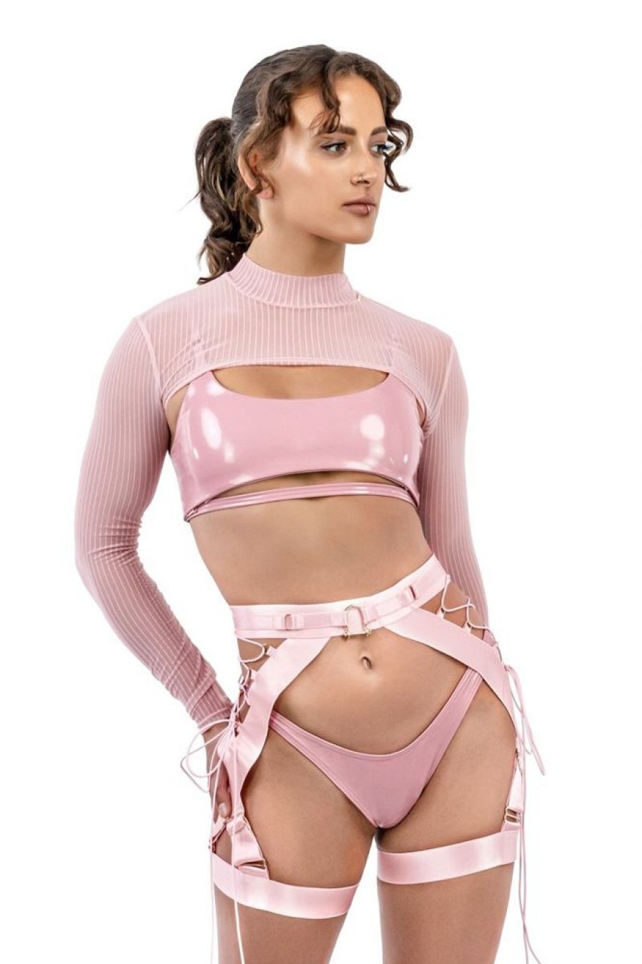 Pole Dance Wear Naughty Thoughts | Naughty Thoughts Shrug Xxx Rated See Through Pink