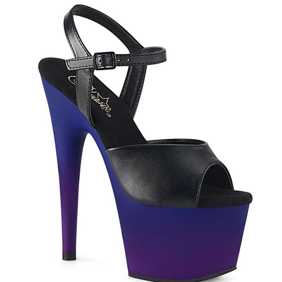 High Heels Pleaser | Pleaser Adore-709Bp Black Faux Leather/Blue-Purple Ombre