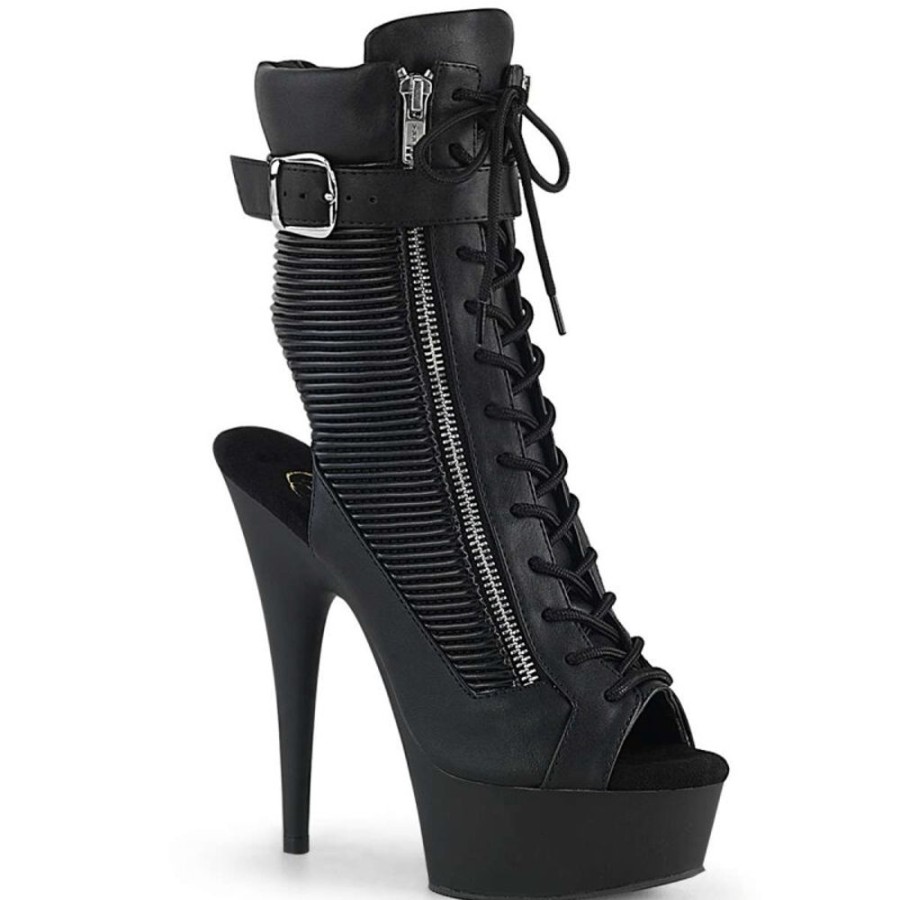 High Heels Pleaser | Pleaser Delight-1016-1 Black Faux Leather/Black Matte