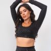 Pole Dance Wear Lunalae | Lunalae Crop Top Sticky Grip Long Sleeve Black